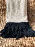 Cream MACRAME cover with black tassels