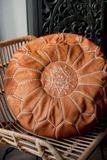 Moroccan leather pouf CARAMEL