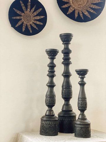 GRACE CHARCOAL L CANDLEHOLDER